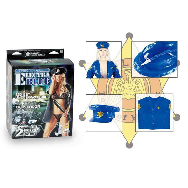 Electra Blue Polis Kostümlü Titreşimli Şişme Manken