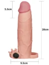 Et Dokusunda 7.5 cm Uzatmalı Titreşimli Penis Kılıfı 20 cm