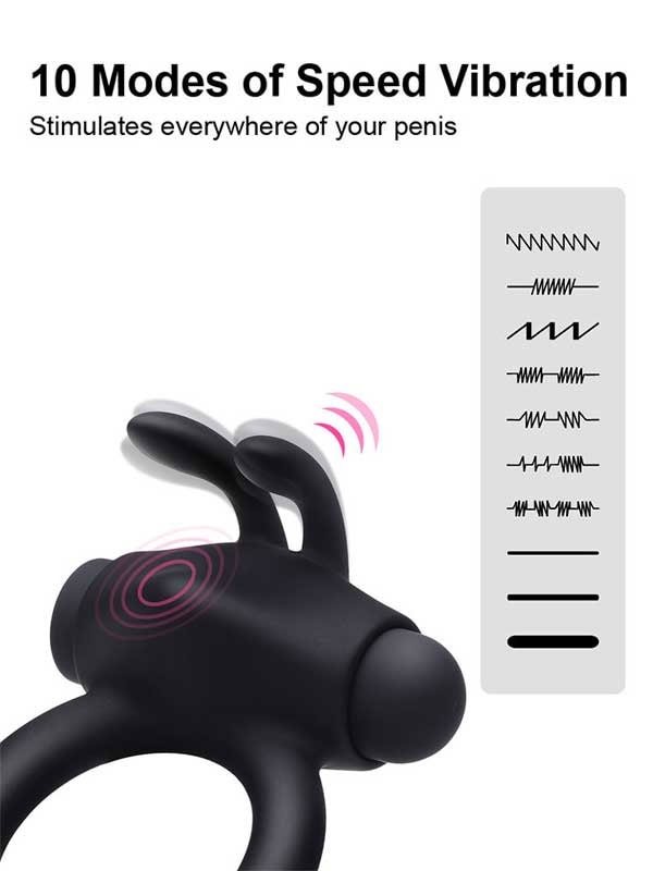 Şarj Edilebilir Titreşimli Klitoris Uyarıcılı Silikon Penis Halkası-14659