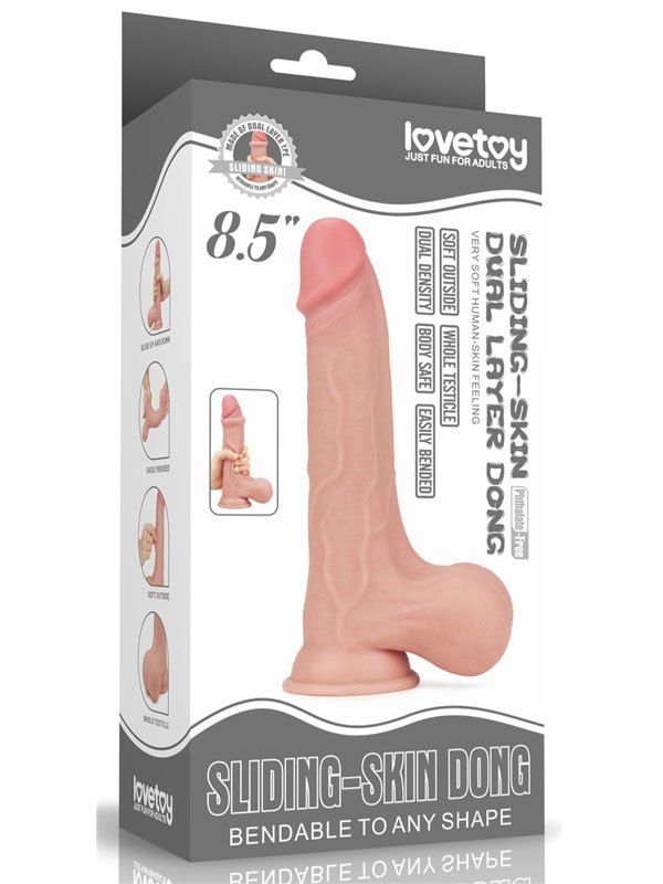 LoveToy Sliding Çift Katmanlı Realistik Dildo Tüm Testisli 22 cm-15078