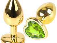 Kalp Mücevherli Çelik Gold Anal Plug Büyük Boy
