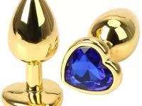 Kalp Mücevherli Çelik Gold Anal Plug Küçük Boy