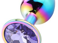 Parlak Çok Renkli Büyük Boy Taşlı Çelik Anal Plug