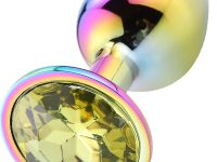 Parlak Çok Renkli Orta Boy Taşlı Çelik Anal Plug