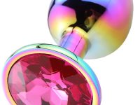 Parlak Çok Renkli Küçük Boy Taşlı Çelik Anal Plug