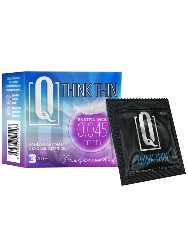 Q THINK THIN Extra İnce 0.045 mm Prezervatif 3'lü Paket