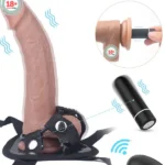 İçi Dolu Titreşimli Uzaktan Kumandalı Belden Bağlamalı Penis 20 cm