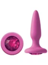 Glams Mini Rainbow Taşlı Silikon Anal Plug 8.5 cm Pembe