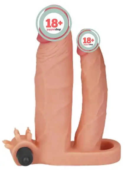 LoveToy Pleasure X Tender İkili Titreşimli Realistik Penis Kılıfı 2.5 cm Uzatmalı