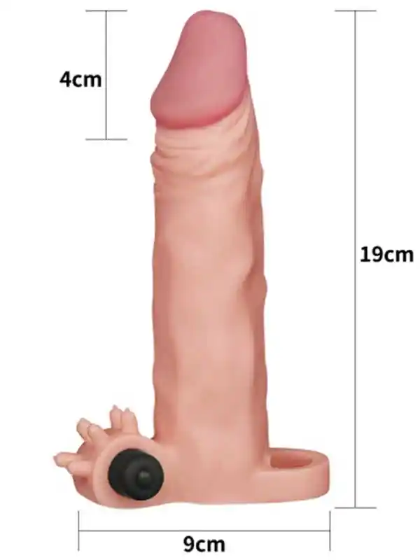 LoveToy Pleasure X Tender Titreşimli Realistik Penis Kılıfı 4 cm Uzatmalı