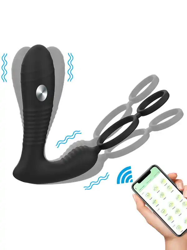 NOXXX Telefon Kontrollü Elektro Şoklu Penis Halkalı Anal Vibratör