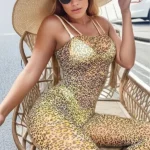 NOXXX Leopar Desenli Askılı Ağı Açık Seksi Vücut Çorabı