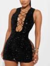 Seksi Mini Gece Elbisesi Payetli