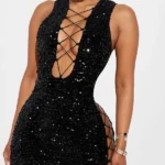 Seksi Mini Gece Elbisesi Payetli